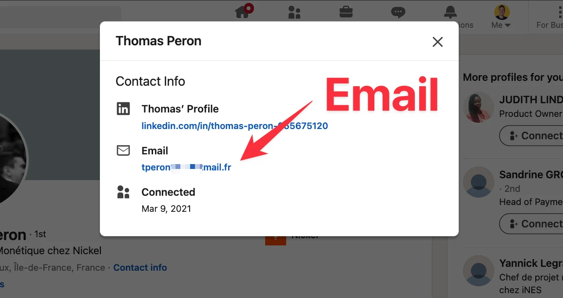 Find email or phone of your 1st degree connections on LinkedIn