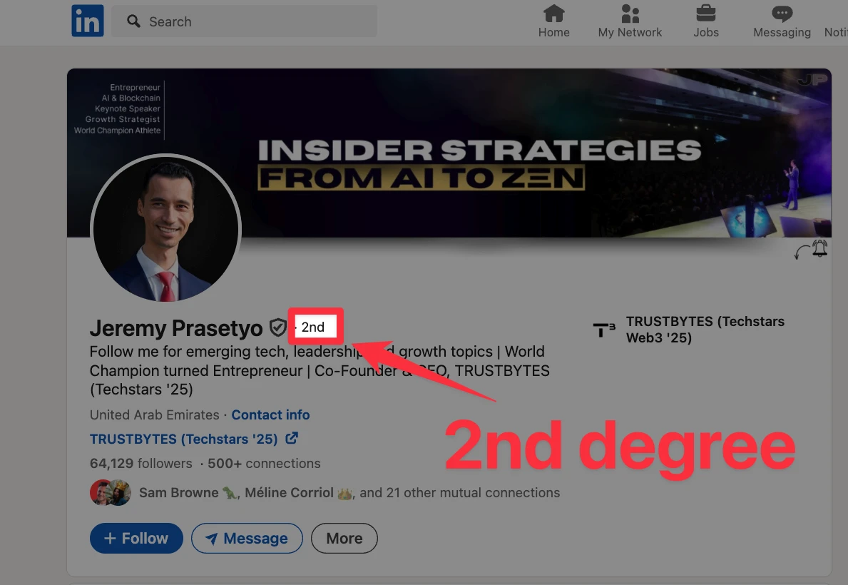 2nd degree connection on LinkedIn