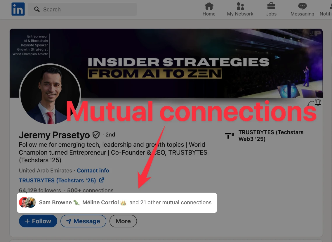 Check the mutual connections of your 2nd degree connections