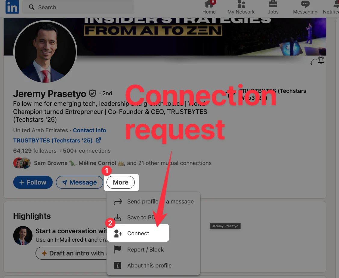 How to send a connection request