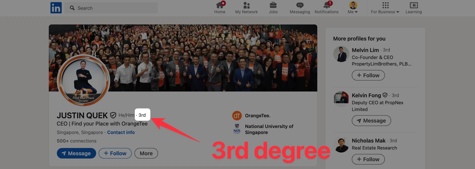 3rd degree connection on LinkedIn