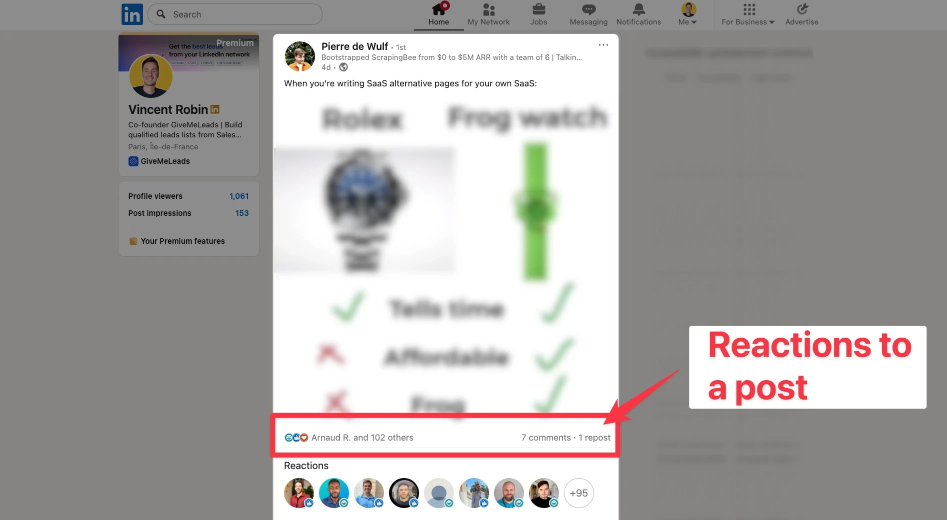 Reactions to a LinkedIn post
