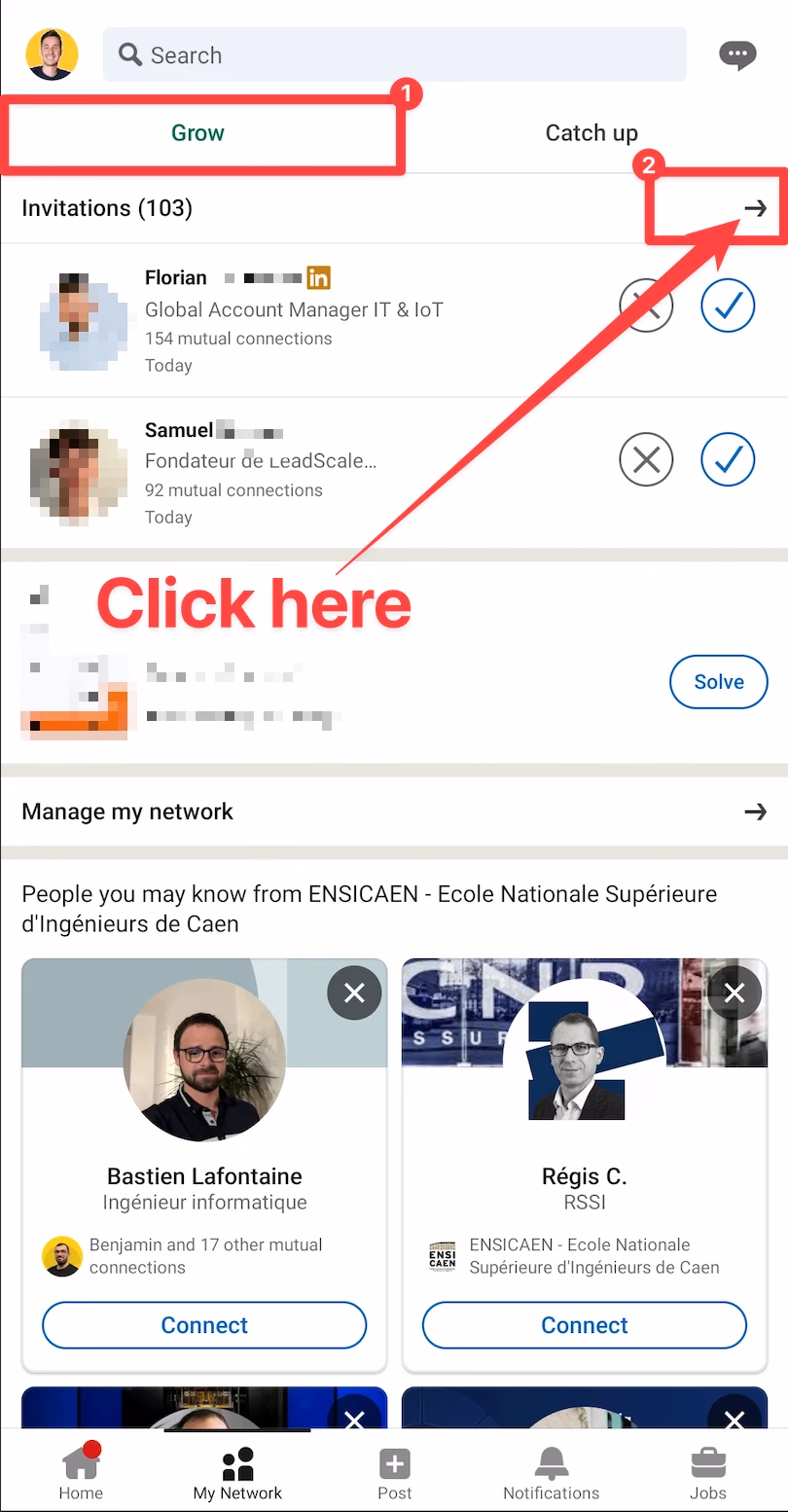 My network page in LinkedIn Application