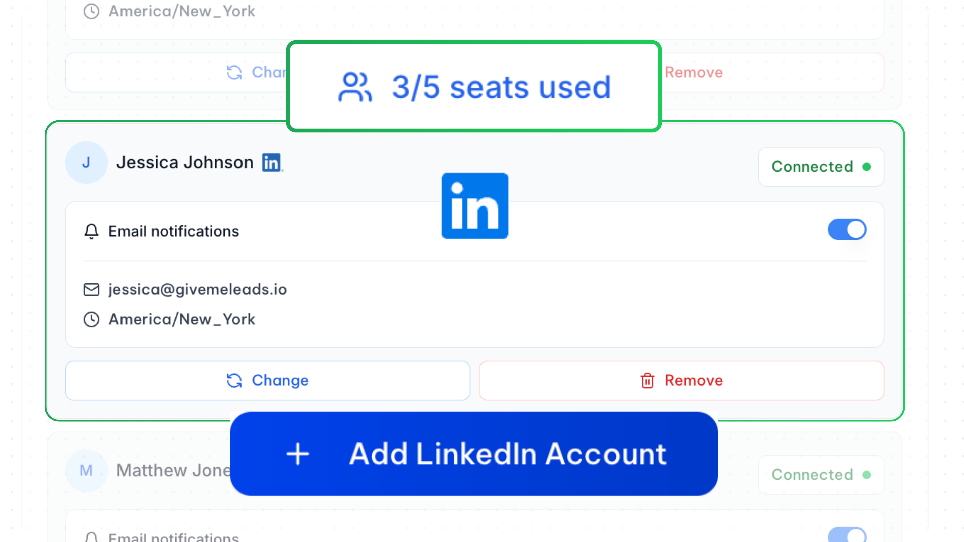 Multi-account LinkedIn scraping for teams