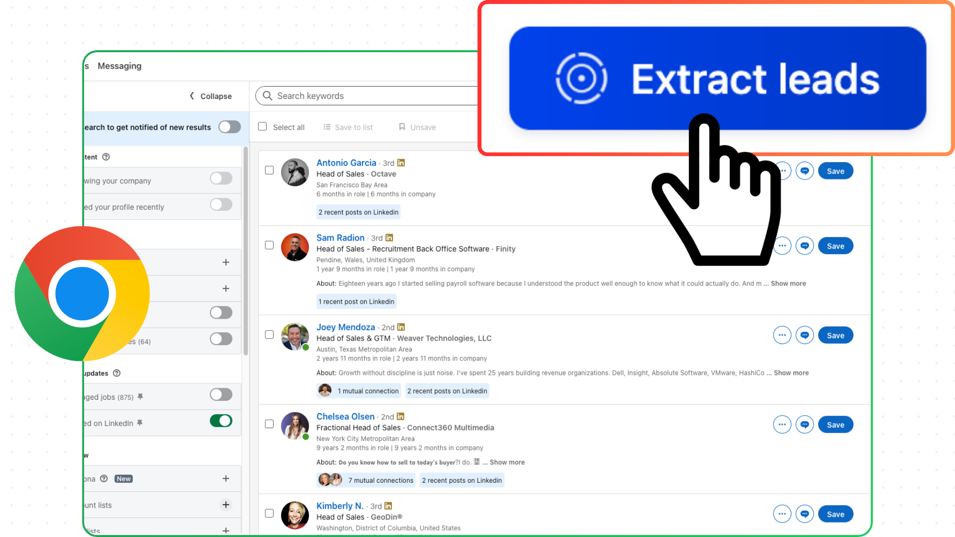 Export leads to CSV from LinkedIn Sales Navigator